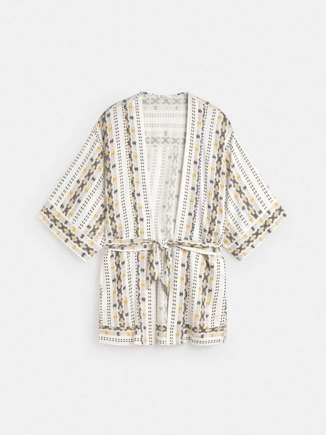 KIMONO FLUIDO ESTAMPADO Blanco Optico