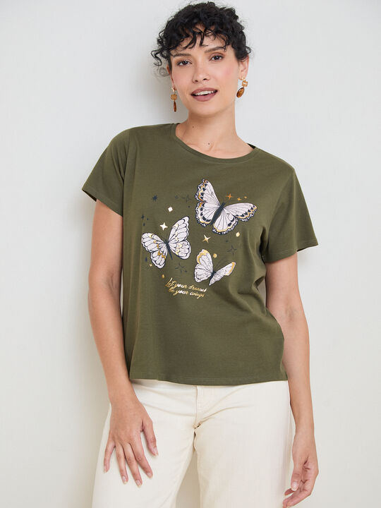 CAMISETA MARIPOSAS DORADAS kakhi Oliva image number null