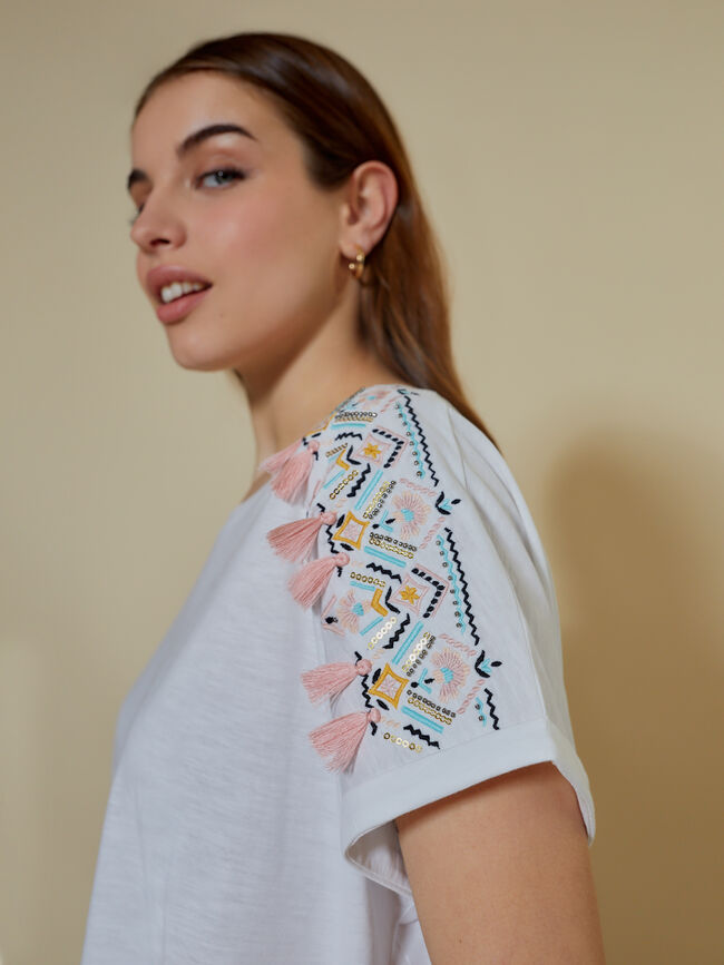 camiseta detalle estampado en hombro Blanco Optico