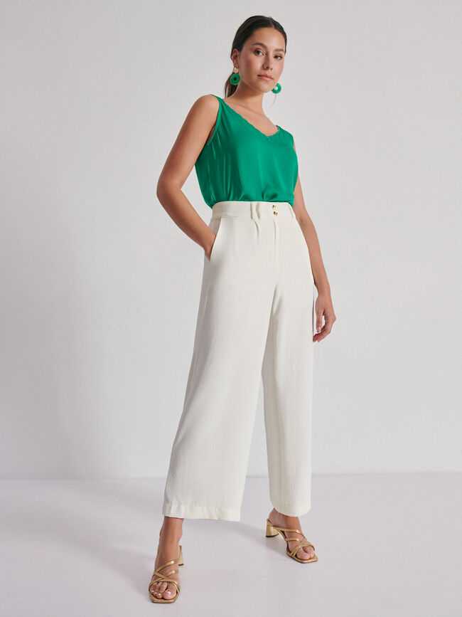 Top fluido satinado Verde Brillante