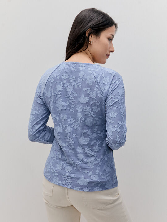 CAMISETA DETALLE TEJIDO Dusty Blue image number null