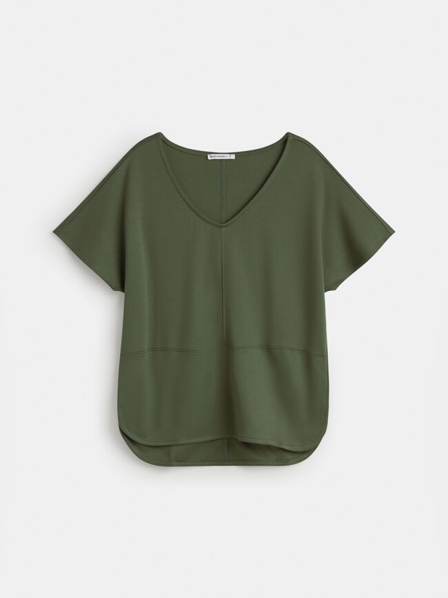 CAMISETA BAJO REDONDEADO Verde oscuro