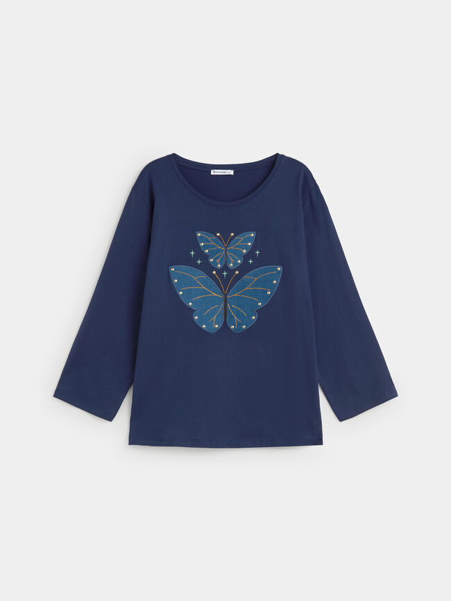 CAMISETA MARIPOSA DENIM Azul Noche