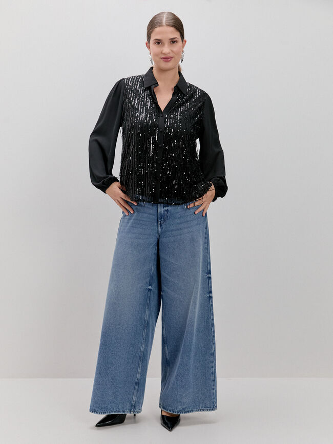 CAMISA DE LENTEJUELAS Negro