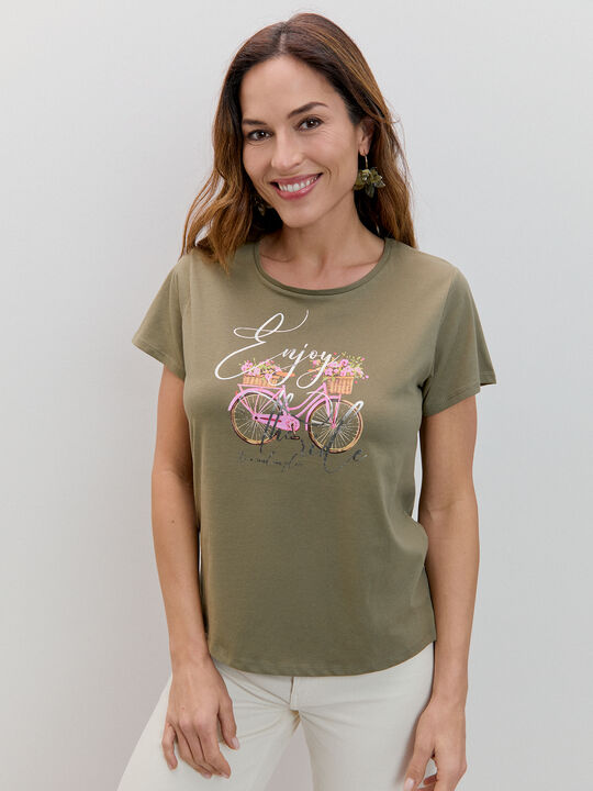 CAMISETA BICICLETA FLORES Kaki image number null