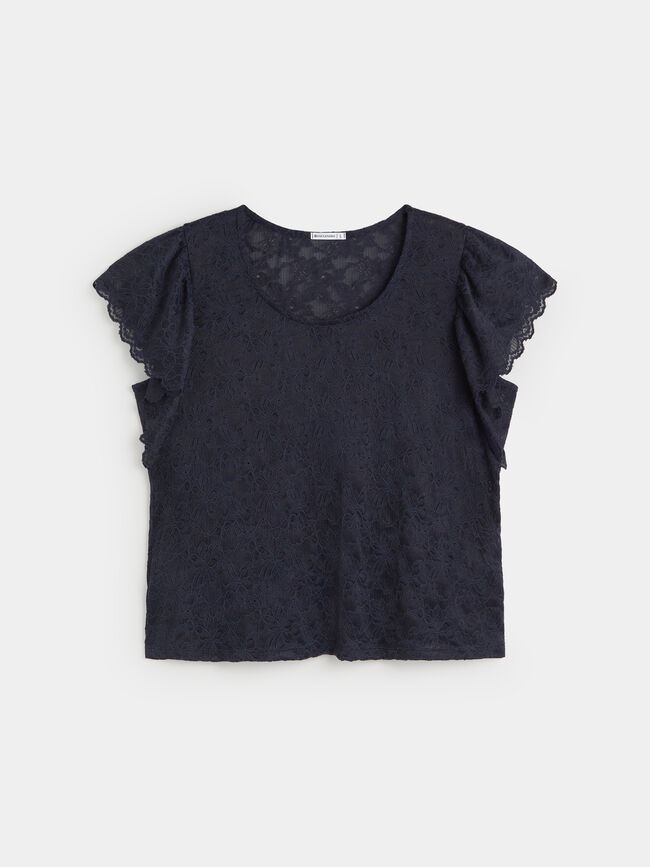 CAMISETA BLONDA MANGA VUELO Azul Marino