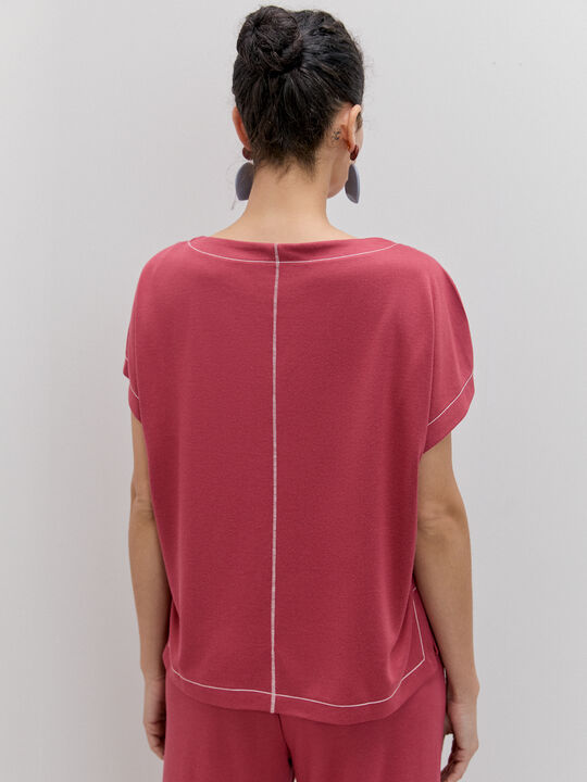 CAMISETA PESPUNTES Rojo Cabaret image number null