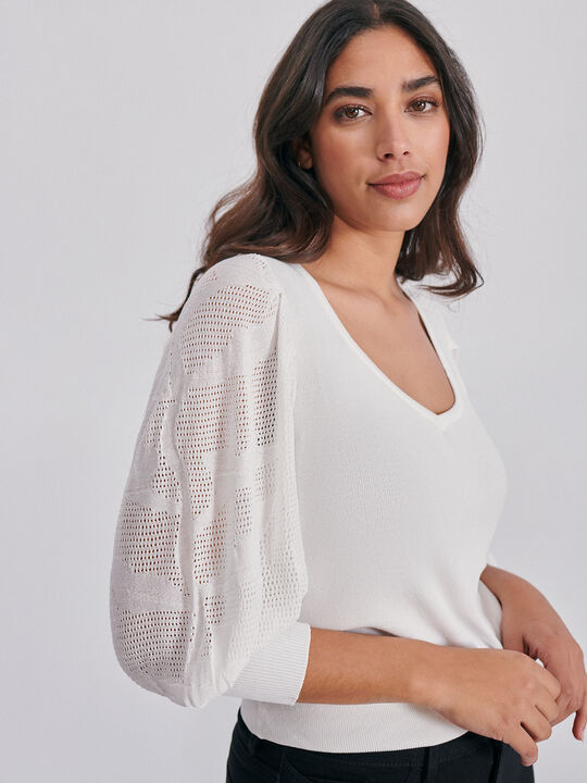 jersey manga calados Blanco Hueso image number null