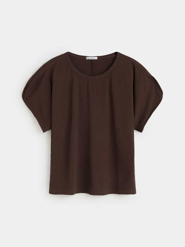 CAMISETA ABERTURAS HOMBRO Marron chocolat
