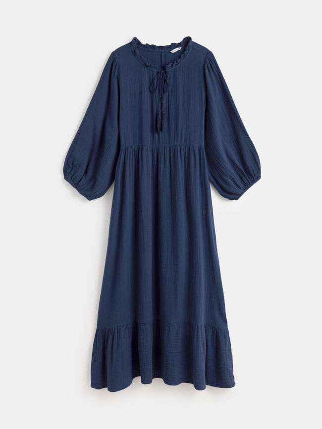 VESTIDO MANGA ABULLONADA Indigo