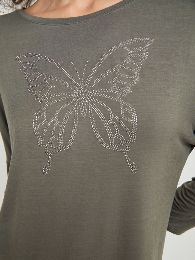 CAMISETA MARIPOSA BRILLANTE Kaki