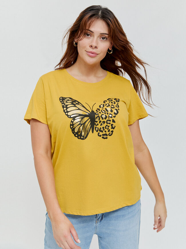 CAMISETA POSICIONAL MARIPOSA Mostaza