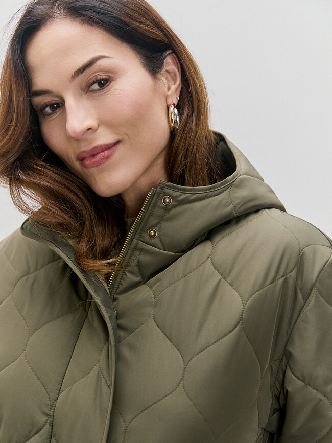 CHAQUETA LARGA ACOLCHADA Kaki