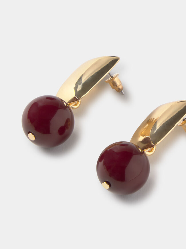 PENDIENTES DORADOS BOLAS Granate