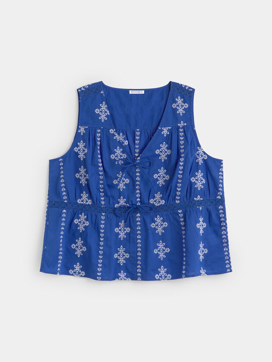 TOP BORDADOS CONTRASTE Azulon image number null