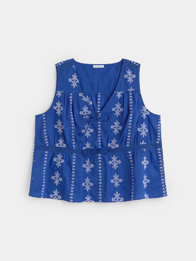 TOP BORDADOS CONTRASTE Azulon