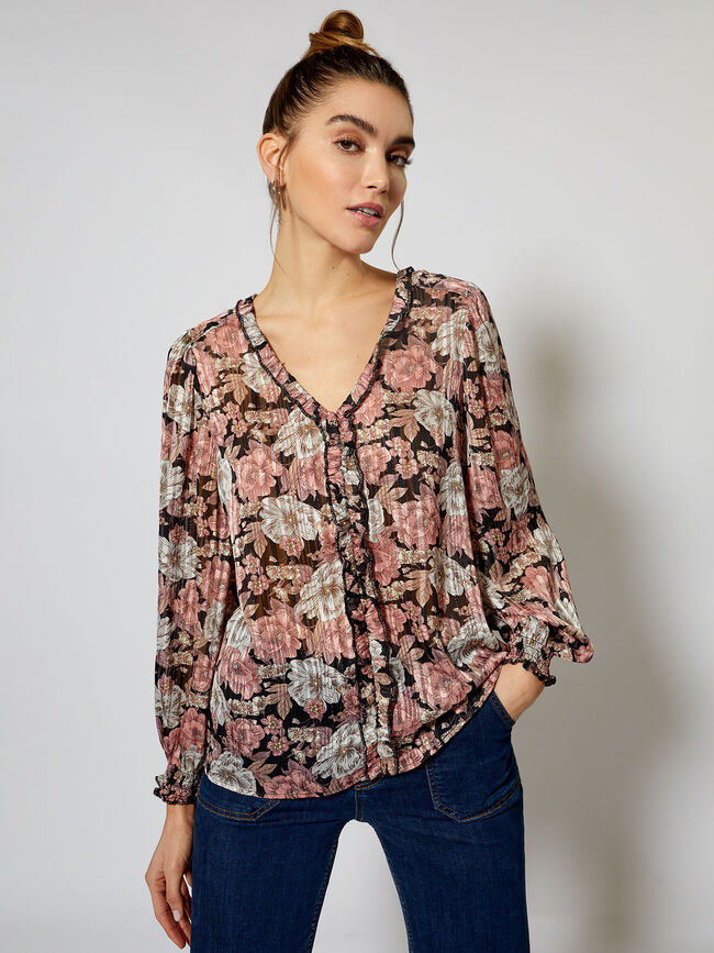 blusa volantes pico Rosa Claro