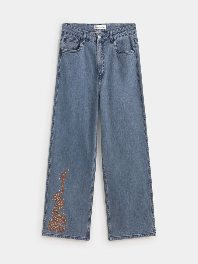 VAQUERO RECTO BORDADO Mid blue