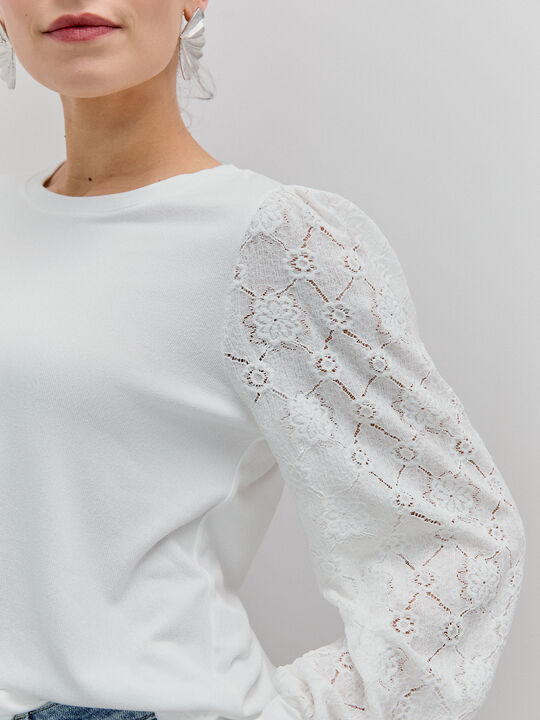 CAMISETA MANGA GLOBO BIMATERIA Blanco Optico image number null