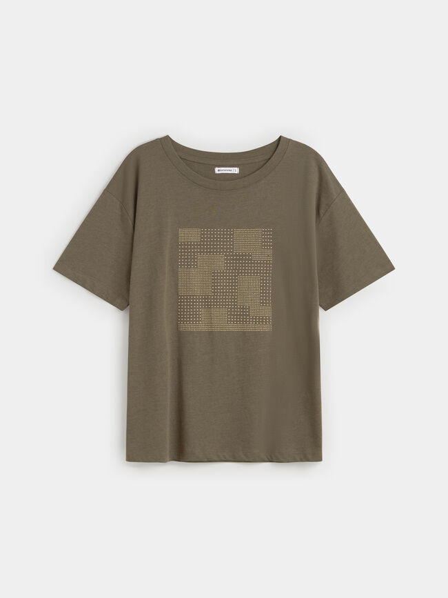 CAMISETA CUADRO kaki oscuro