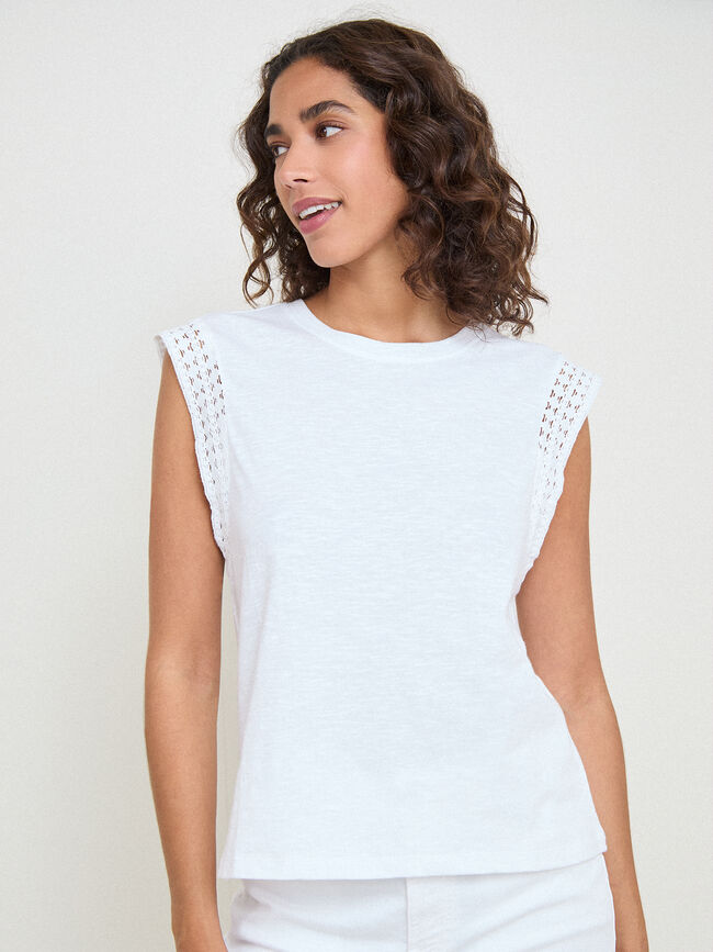TOP CROCHET DETALLE Blanco Optico