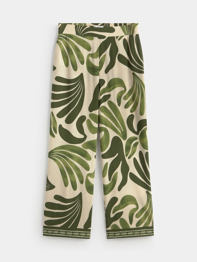 PANTAL&Oacute;N FLUIDO ESTAMPADO verde cypress