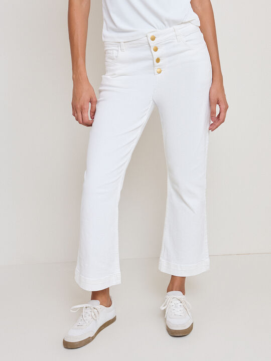 PANTALON DENIM ACAMPANADO Blanco Optico image number null