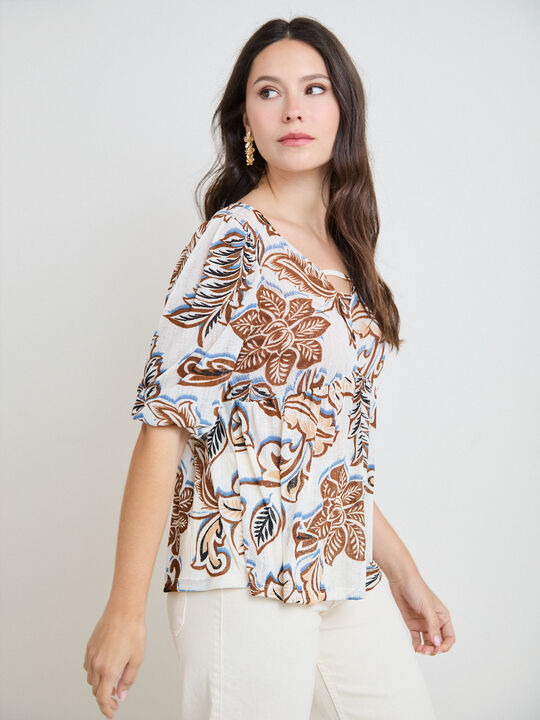 BLUSA FRUNCES ESTAMPADA Estampado 1 image number null