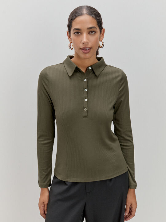 CAMISETA CUELLO POLO verde militar image number null