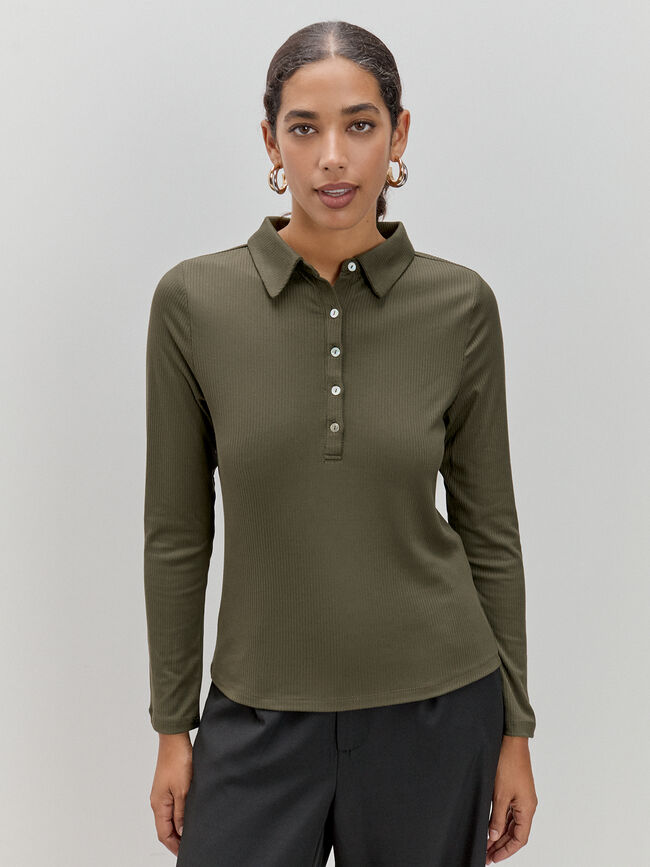 CAMISETA CUELLO POLO verde militar