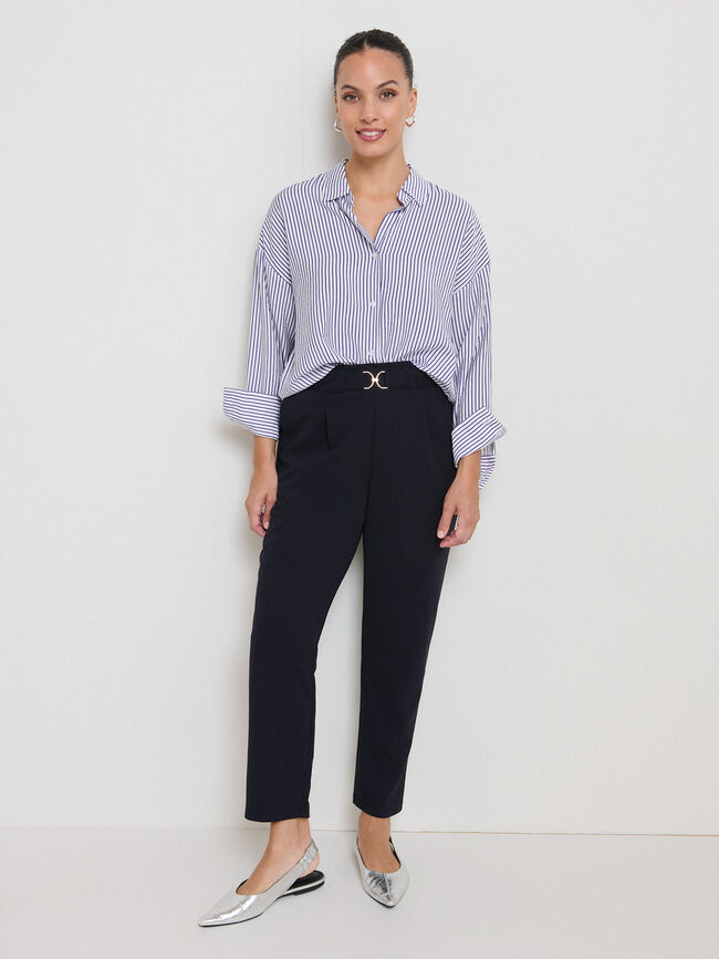 PANTALON DETALLE CINTURA Azul Marino