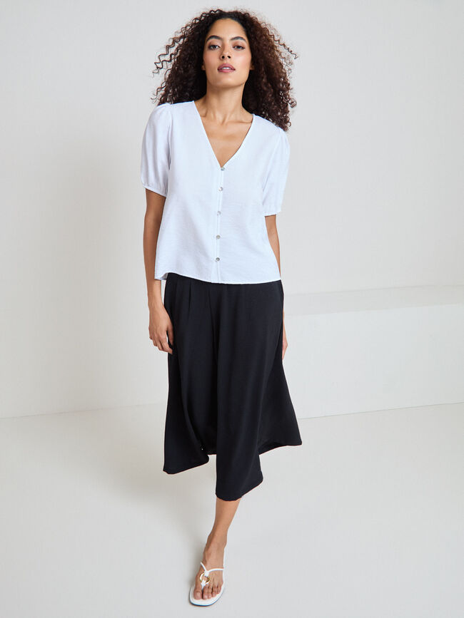 BLUSA MANGA ABULLONADA Blanco Optico