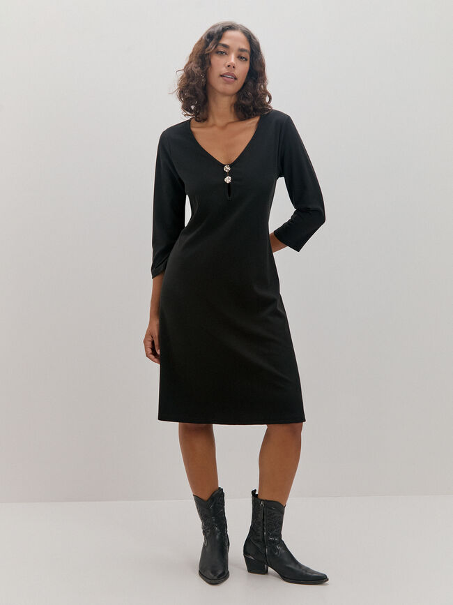 VESTIDO DETALLE BOTONES Negro