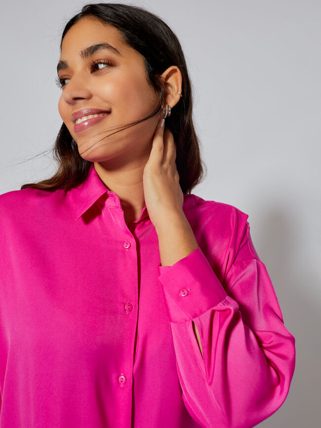 Blusa estampada satén Fucsia Claro