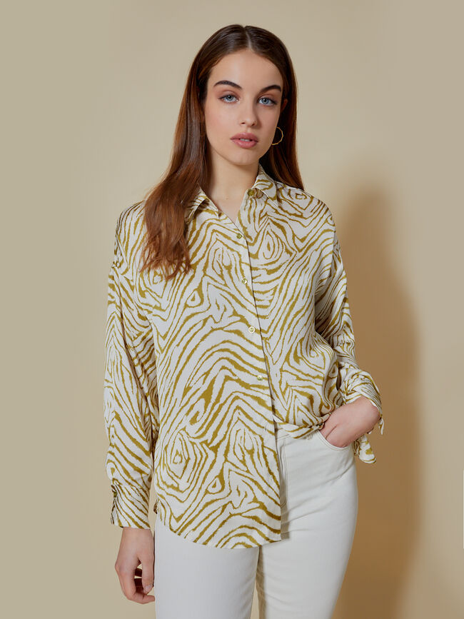Blusa satén estampado Crudo