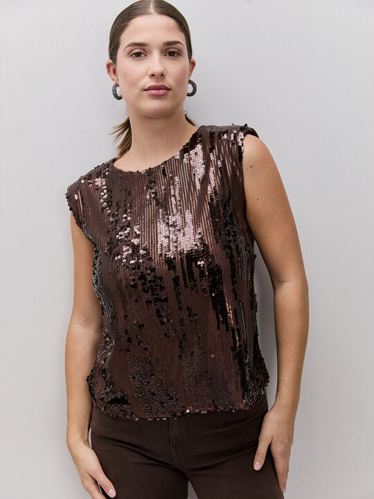 TOP LENTEJUELAS HOMBRERAS Marron image number null