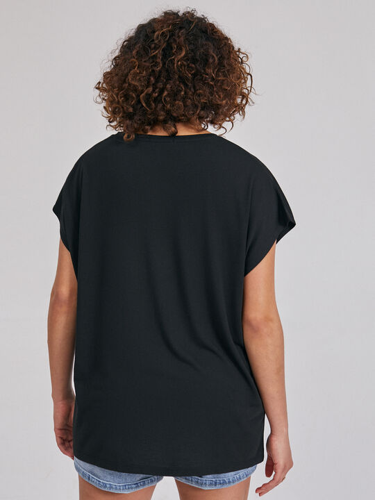 CAMISETA FLUIDA LENTEJUELAS Negro image number null
