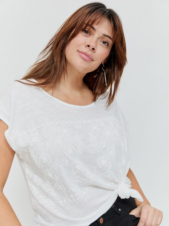 CAMISETA POSICIONAL FLORES Blanco Optico image number null