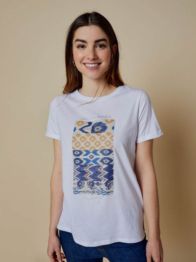 Camiseta detalle estampado Blanco Optico