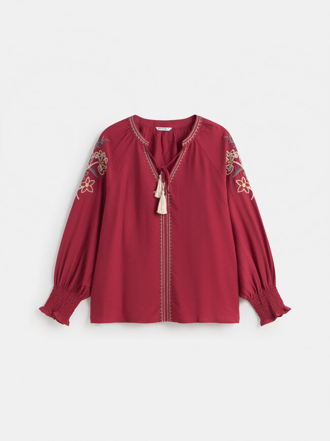 BLUSA MANGA GOMA Dark Cherry