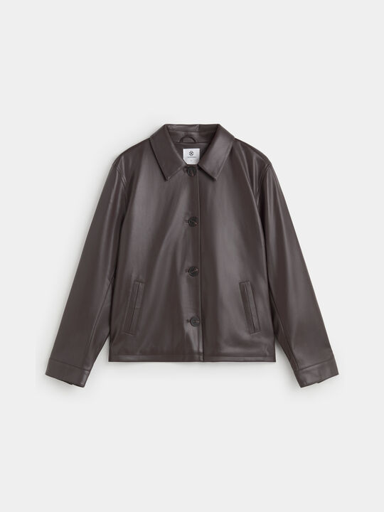CHAQUETA POLIPIEL BOLSILLOS Marron Oscuro image number null