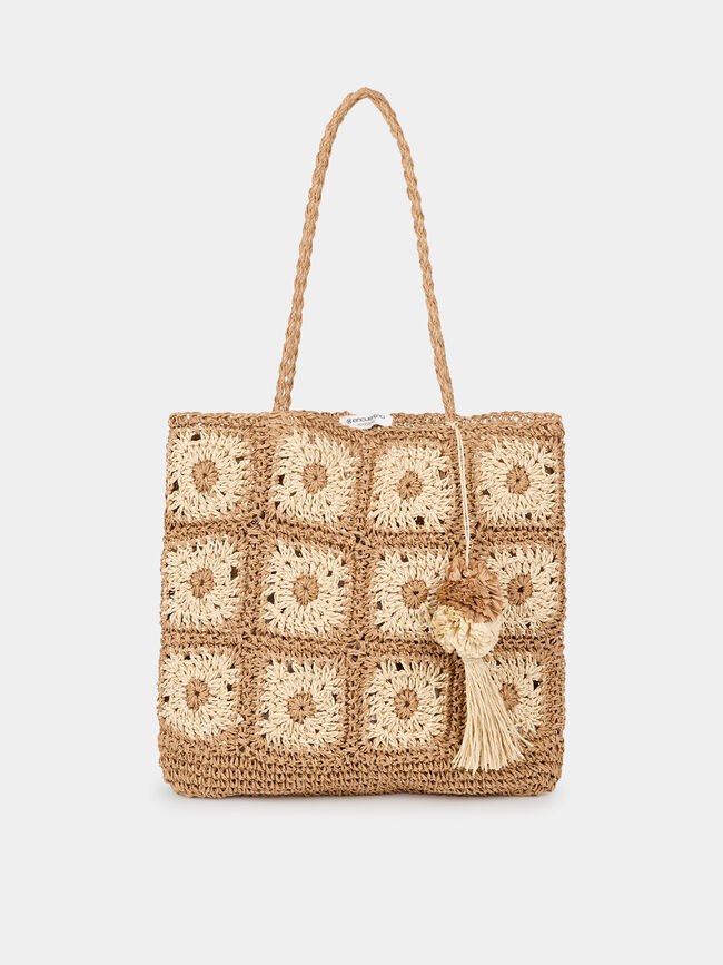 Bolso rafia crochet Beige