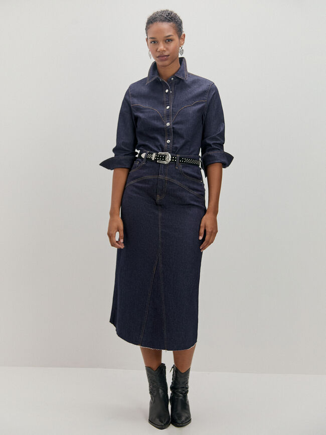 FALDA MIDI VAQUERA Rinse Wash
