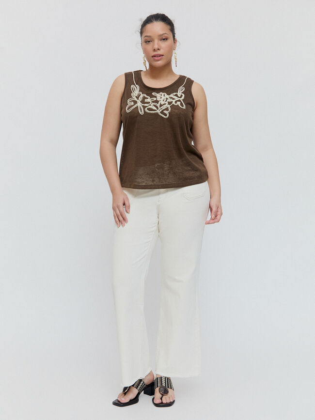 TOP BORDADO CUERDAS Marron