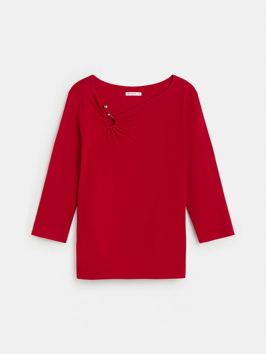CAMISETA ESCOTE ASIMETRICO Rojo image number null