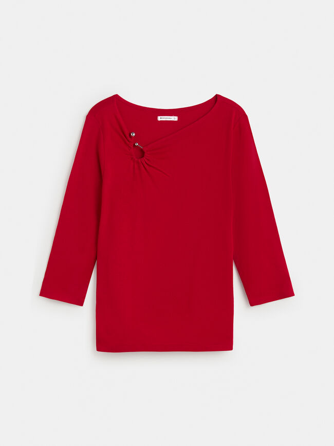 CAMISETA ESCOTE ASIMETRICO Rojo