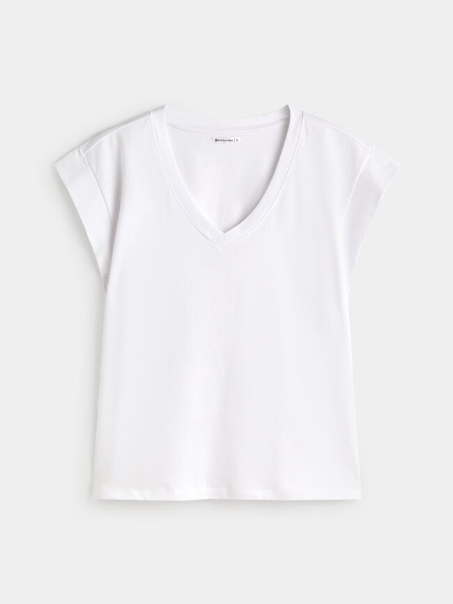 CAMISETA CUELLO PICO Blanco Optico