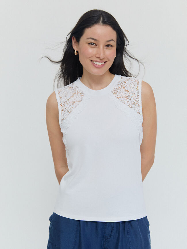 CAMISETA ENCAJE SISAS Blanco Optico