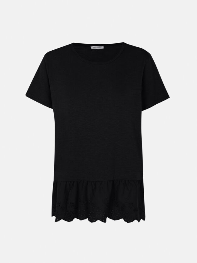 Camiseta bordado en bajo Negro