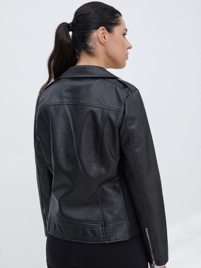 CAZADORA BIKER BÁSICA Negro